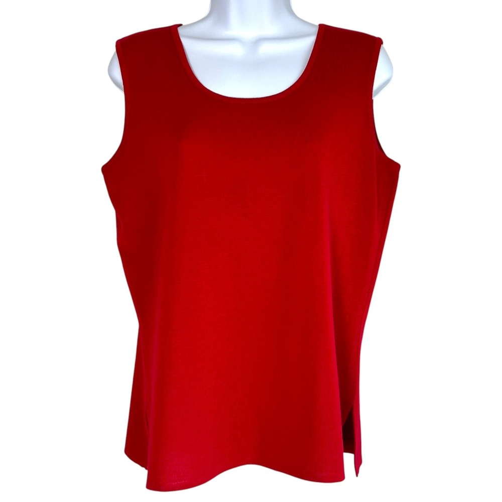 Ming Wang Womens Tank Top‎ Sz M Stretch Red Knit Classic Quiet Luxury Old Money